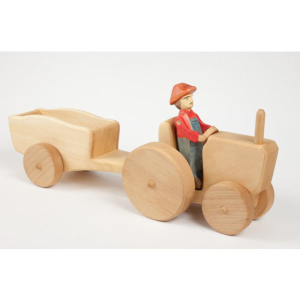 Grand tracteur et charrette avec le ferm